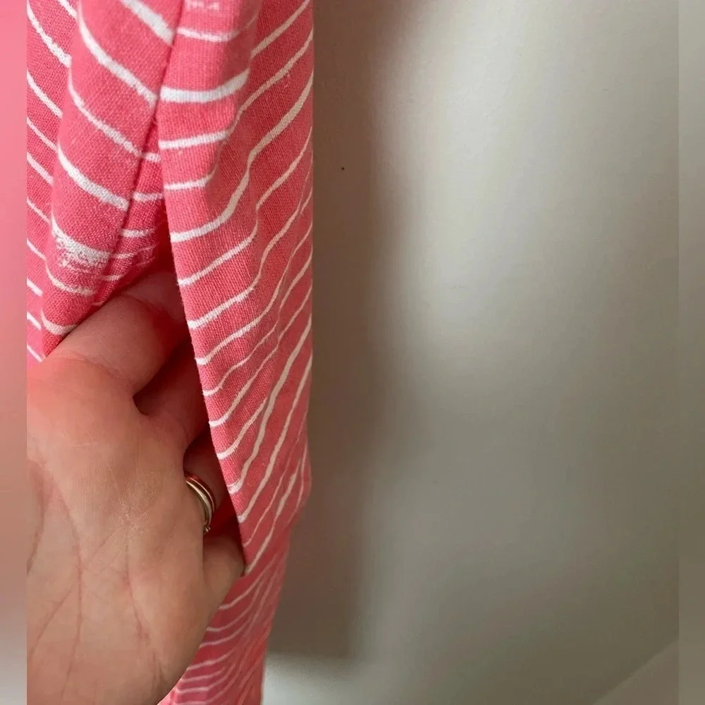GAP | Pink & White Striped Linen Cotton Blend Pleated Sleeveless Dress Size 14 - Picture 6 of 8